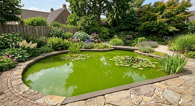 Agua verde y turbia