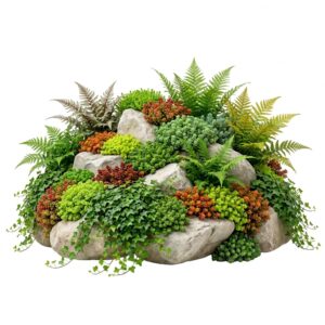 Plantas para bordes de estanques secos, 2-3 m²