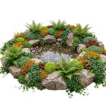 Plantas para bordes de estanques secos, 4-7 m²